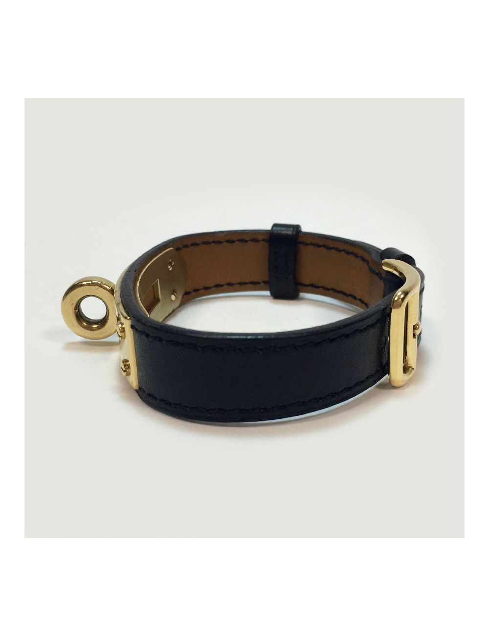 Bracelet Kelly HERMES cuir box noir