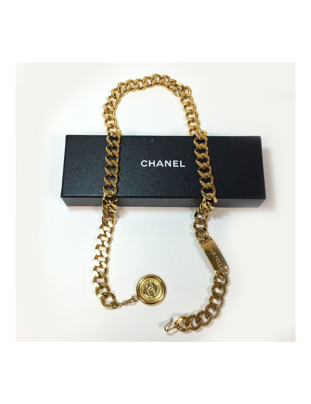 Ceinture CHANEL vintage en métal doré