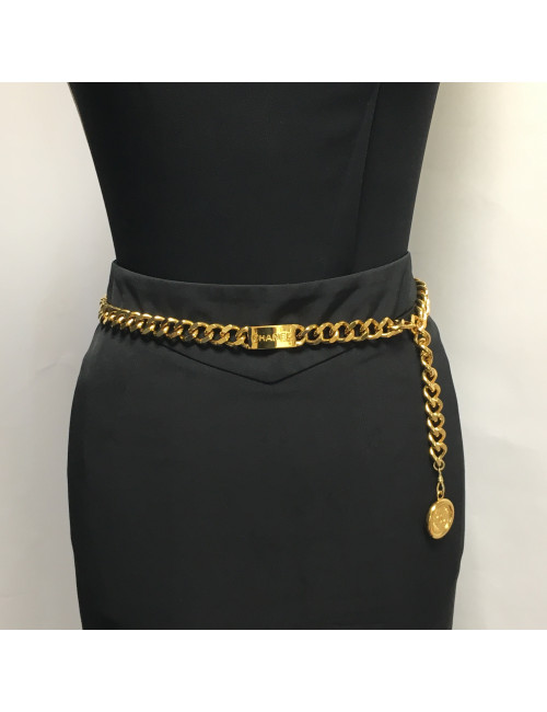 Ceinture CHANEL vintage en métal doré