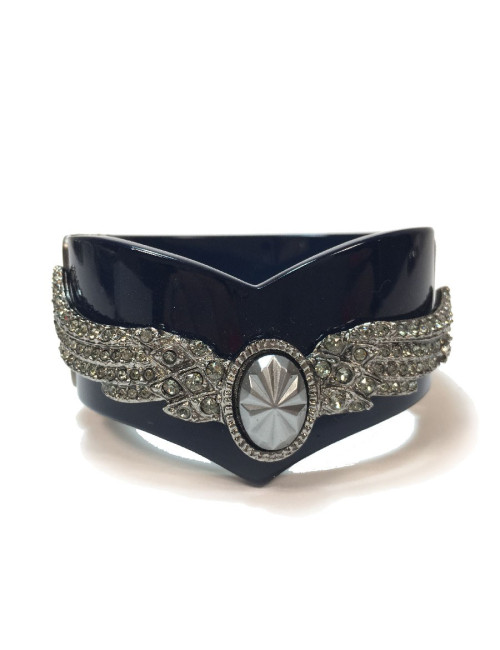 CHANEL cuff bracelet in blue resin and wings in silver metal