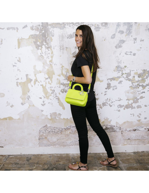 CHRISTIAN DIOR 'Be Dior' bag in acid green taurillon leather