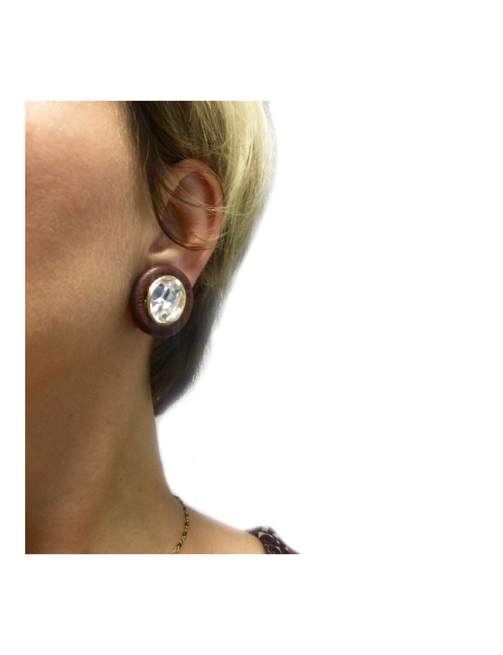 Boucles d'oreilles clips YVES SAINT LAURENT strass