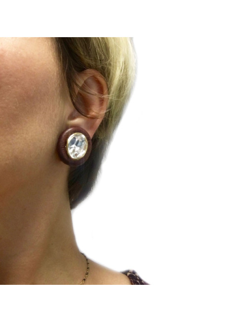 Boucles d'oreilles clips YVES SAINT LAURENT strass