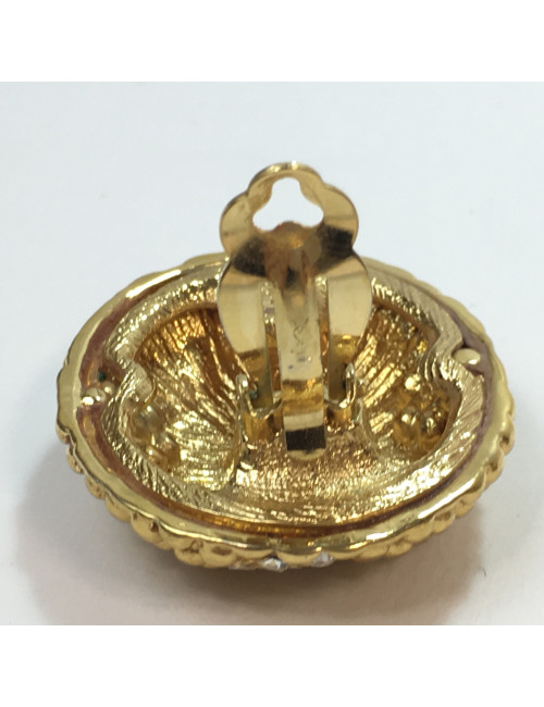 YSL SAINT LAURENT Vintage clip-on earrings in gilt metal and rhinestones