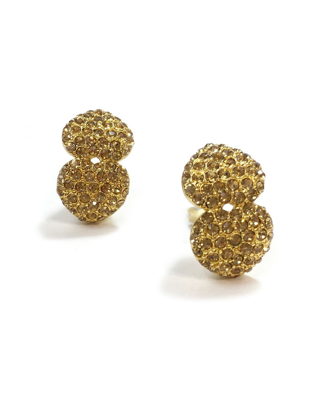 Boucles d'oreille clips YSL SAINT LAURENT Vintage dorés et strass