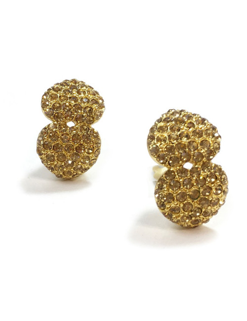 Boucles d'oreille clips YSL SAINT LAURENT Vintage dorés et strass