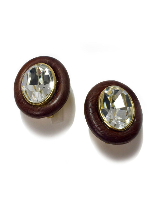 Boucles d'oreilles clips YVES SAINT LAURENT strass