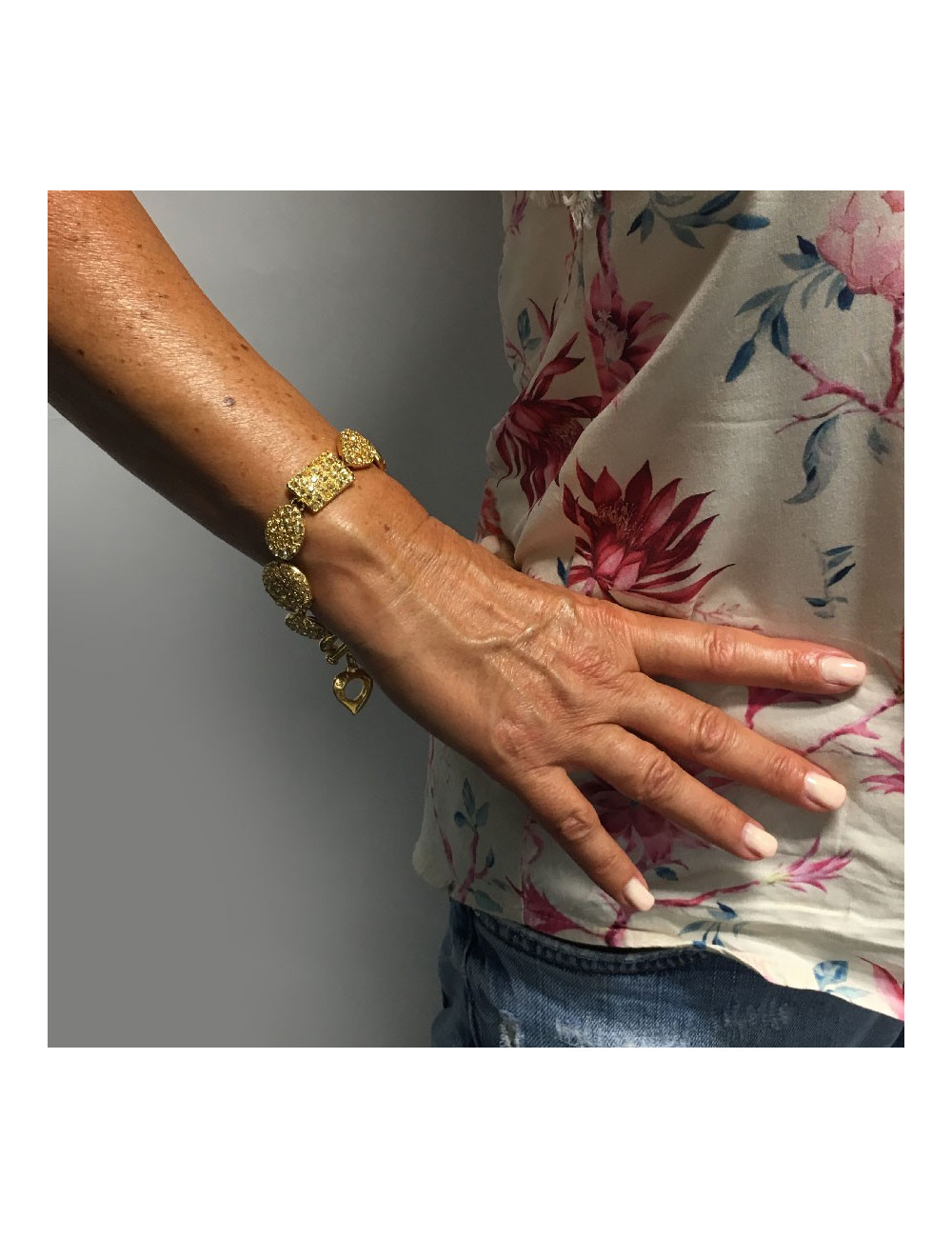 Bracelet YVES SAINT LAURENT strass champagne vintage 