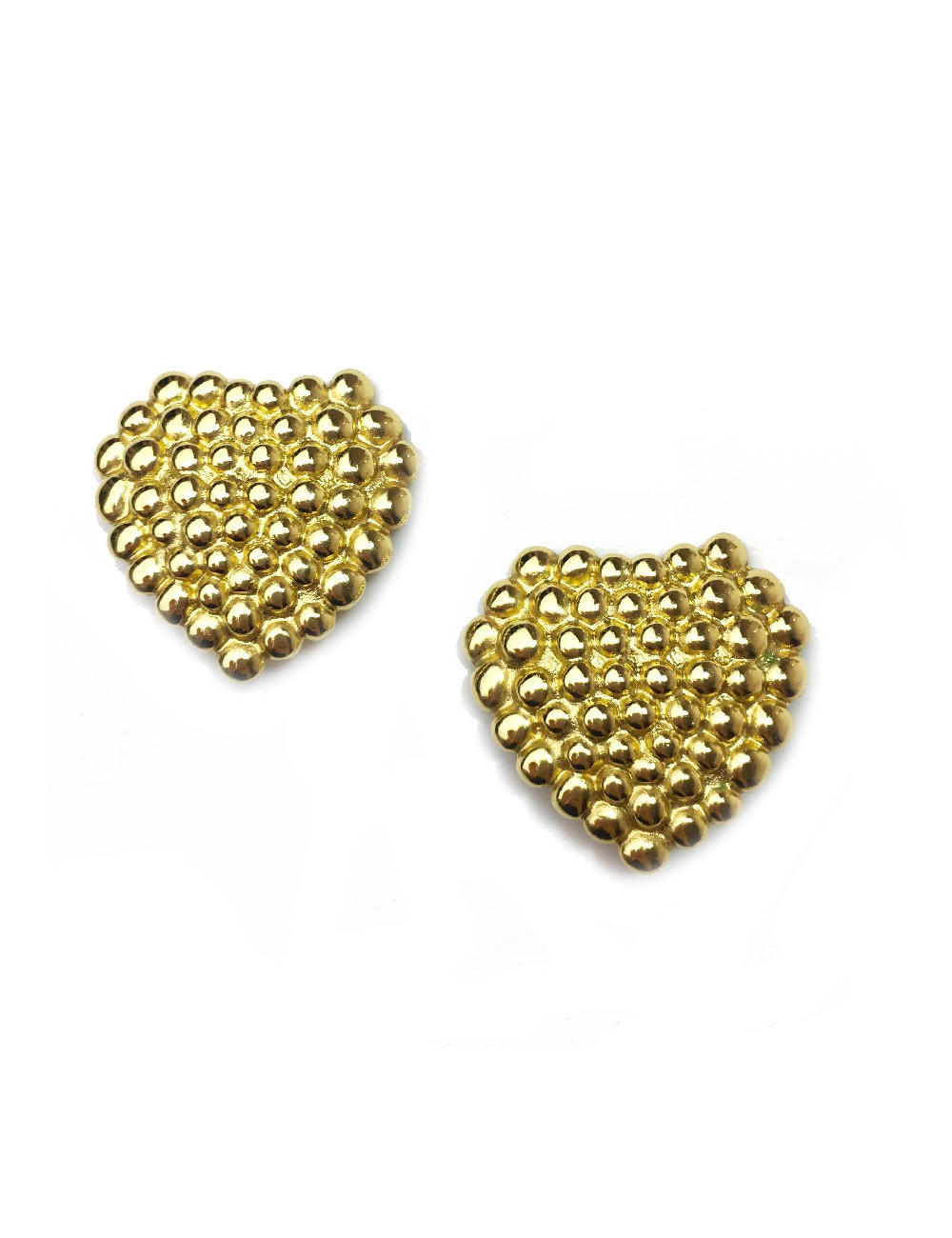 Boucles d'oreille clips YSL SAINT LAURENT coeur doré Vintage