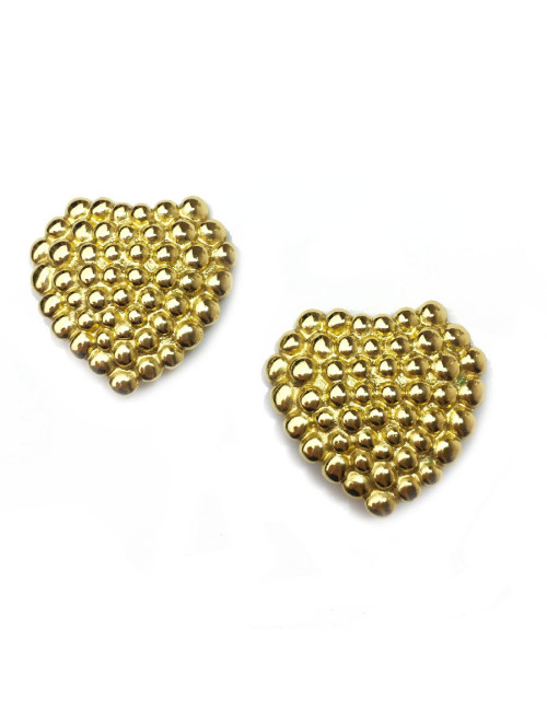 Boucles d'oreille clips YSL SAINT LAURENT coeur doré Vintage
