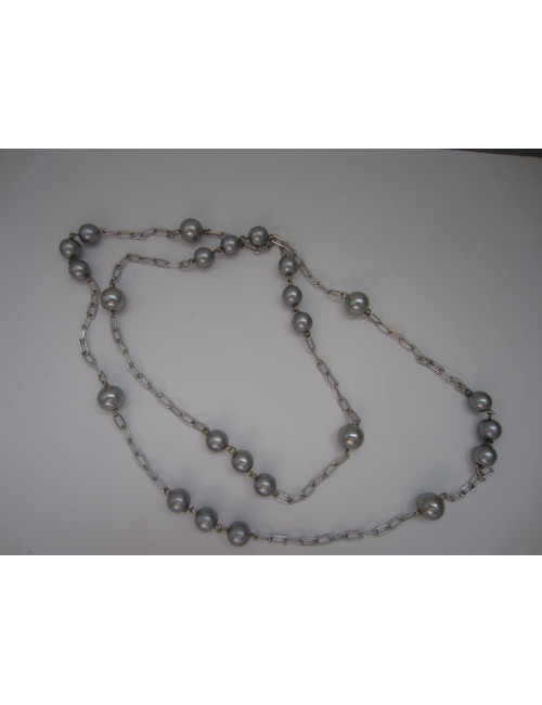 Sautoir MARGUERITE DE VALOIS perles grises