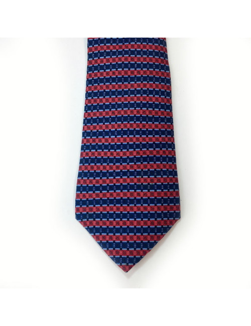 Cravate HERMES soie bleue et rouge