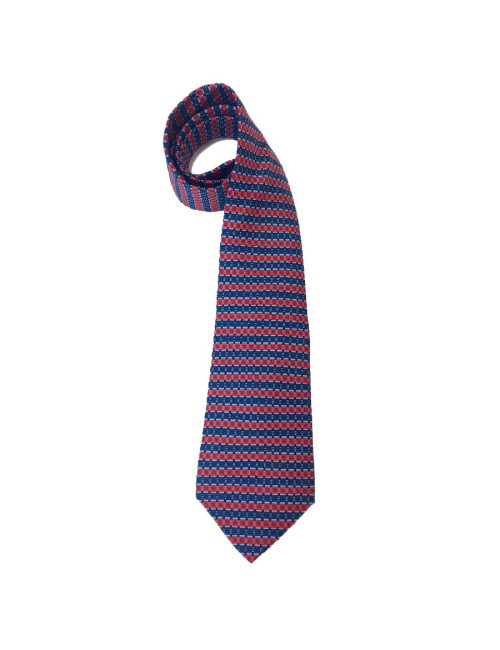 Cravate HERMES soie bleue et rouge