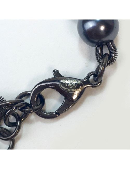 Sautoir CHANEL en perles grises