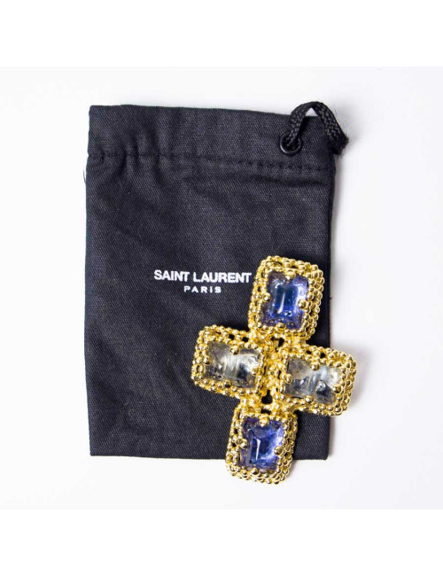 Pendentif YSL Vintage cabochon saphir clair et rose pâle