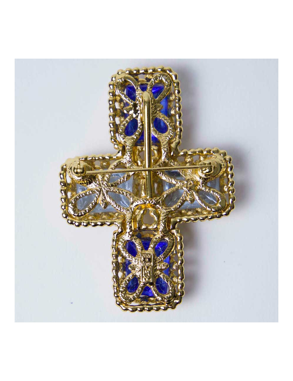 Broche Pendentif YSL Vintage cabochon saphir clair et rose pâle