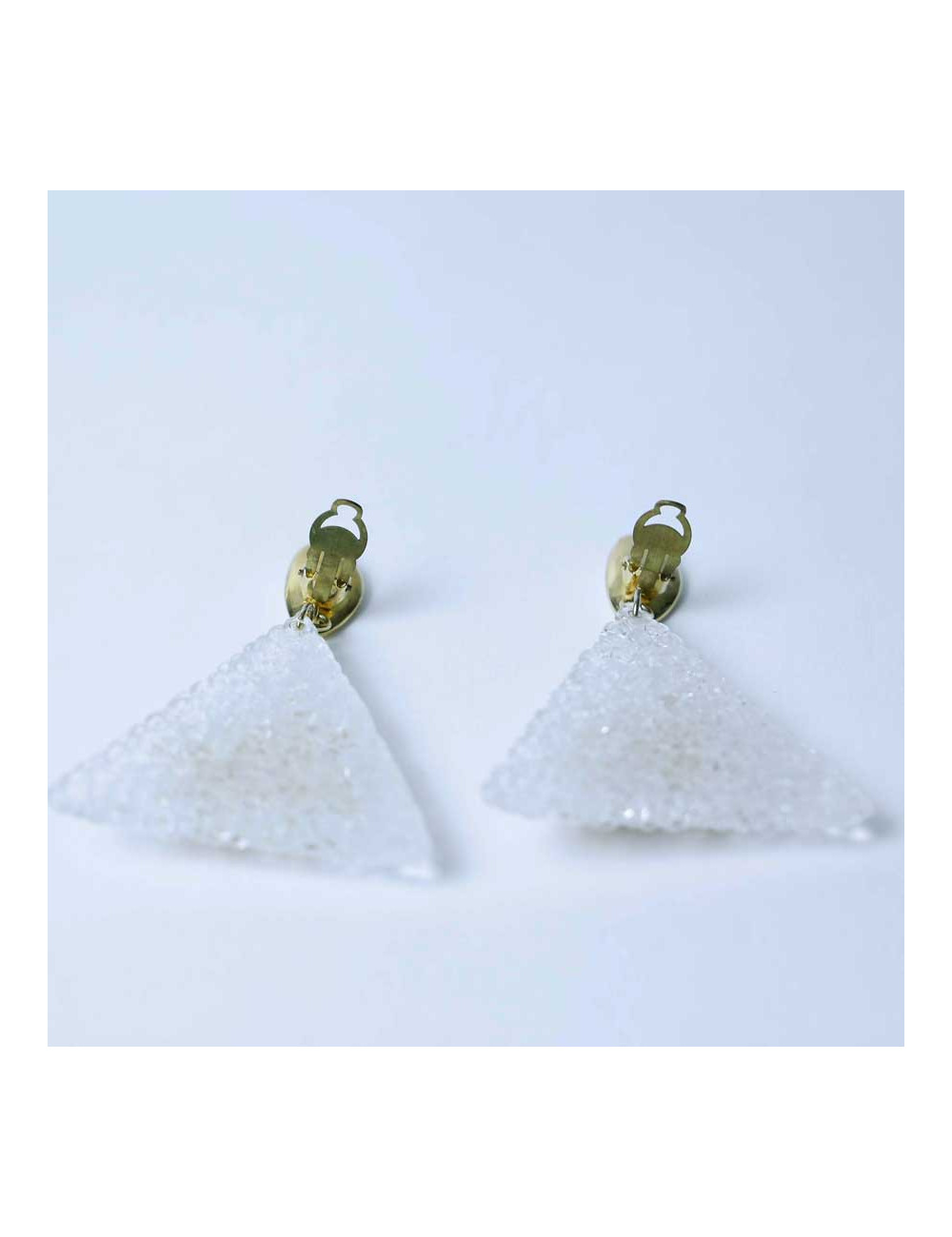Boucles d'oreilles Clips vintage triangle effet glace