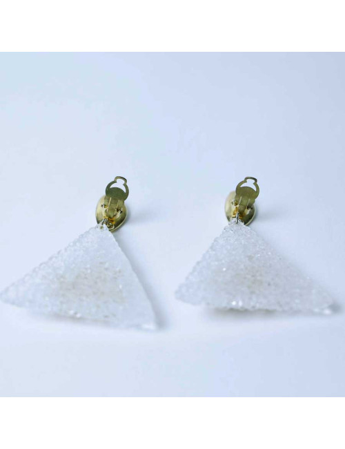 Boucles d'oreilles Clips vintage triangle effet glace