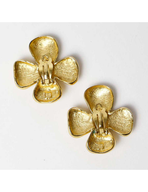 Boucles d'oreilles Clips YVES SAINT LAURENT trefles vintage