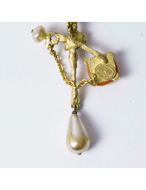 Boucles d'oreilles Clips CHRISTIAN LACROIX strass et nacre vintage