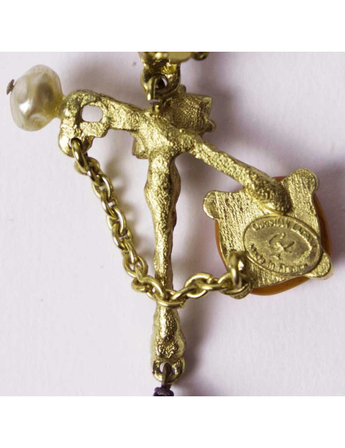 Boucles d'oreilles Clips CHRISTIAN LACROIX strass et nacre vintage