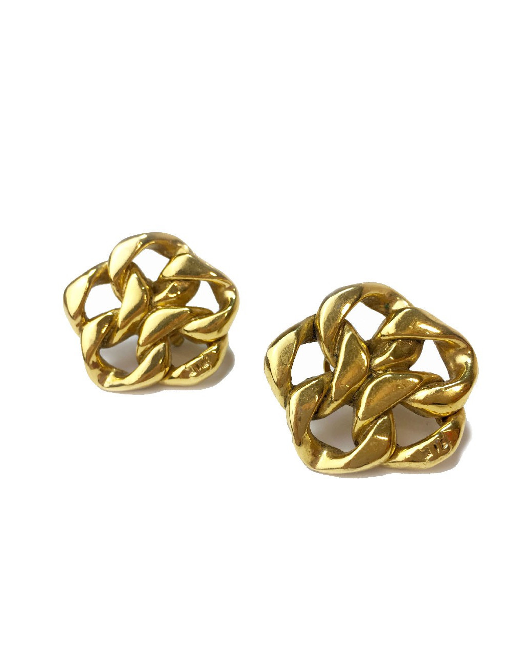 Boucles d'oreille clips CHANEL chaine Vintage en métal doré