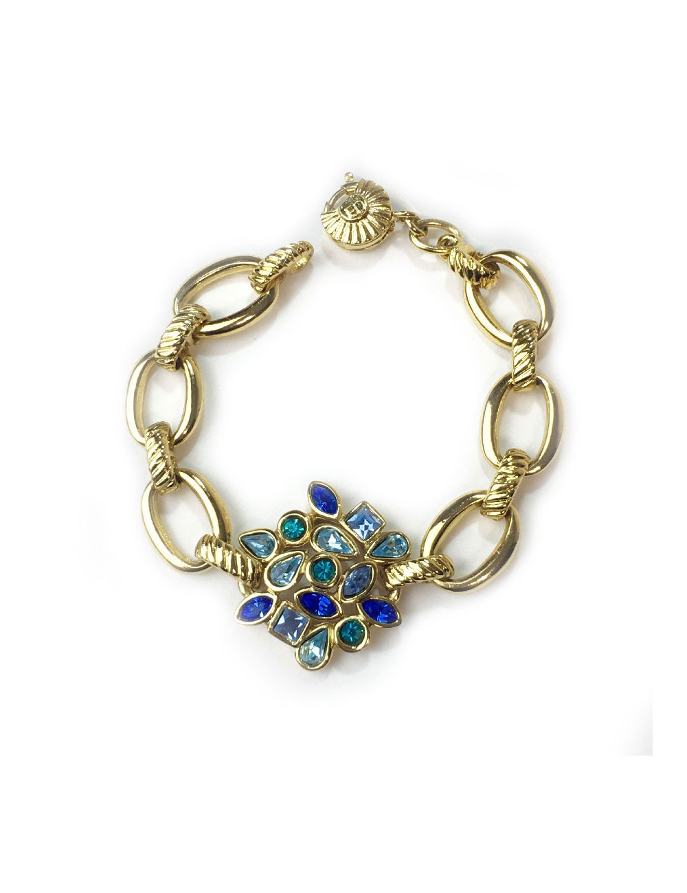 YVES SAINT LAURENT bracelet in gilt metal and rhinestones