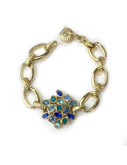 YVES SAINT LAURENT bracelet in gilt metal and rhinestones