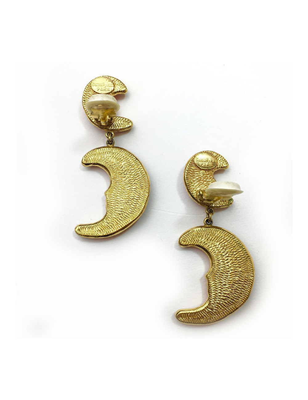 Boucles d'oreille clips pendants SONIA RYKIEL lune