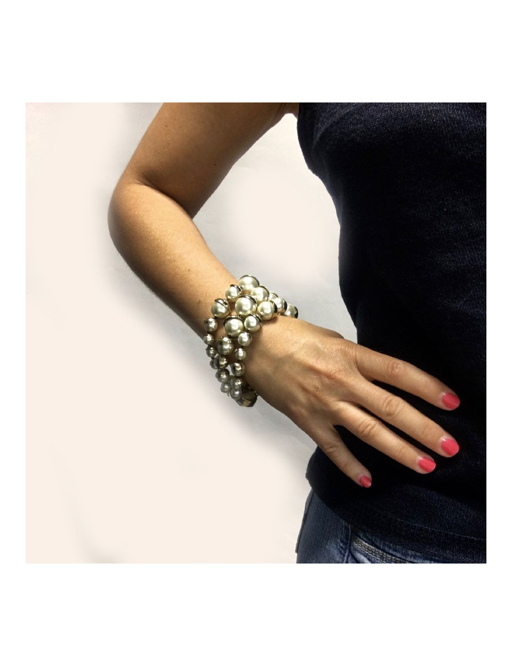Bracelet triple rangs DIOR perles 