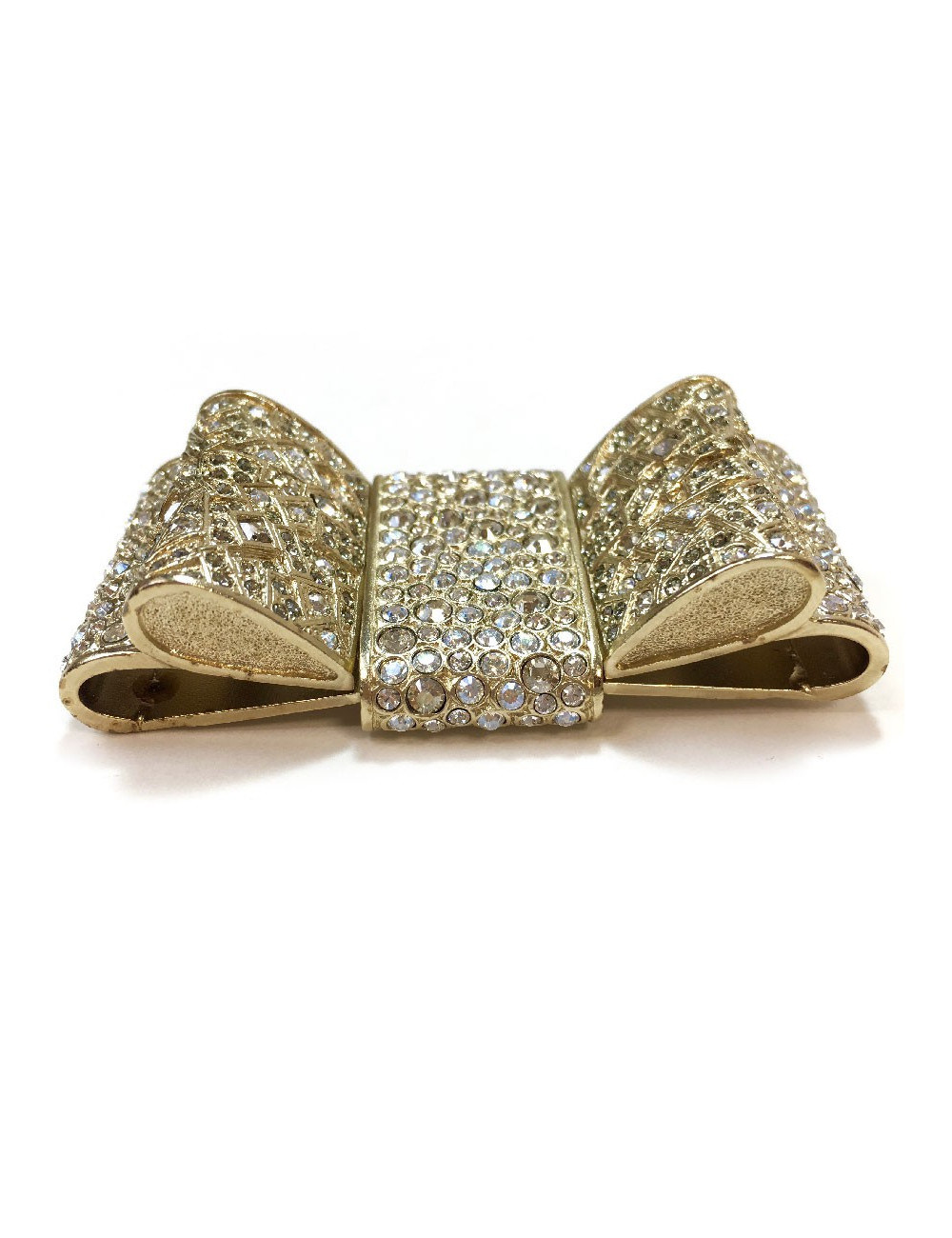 CHANEL knot brooch in rhinestones and pale gold metal