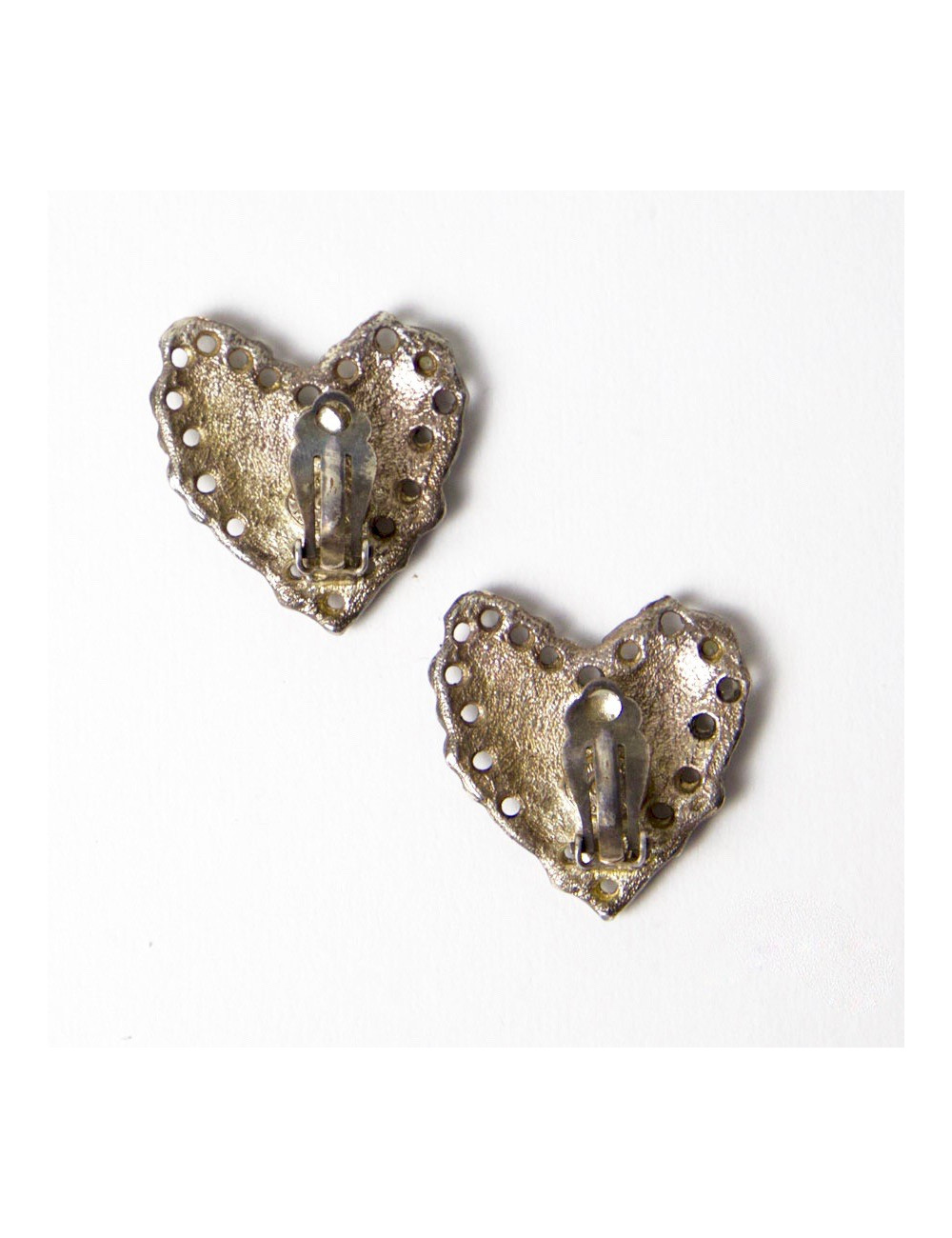 Boucles d'oreille clips CHRISTIAN LACROIX Vintage en métal argent vieilli