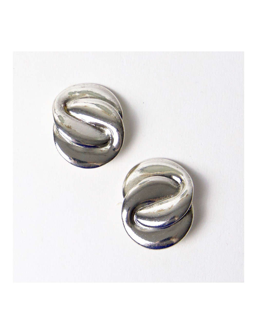 Boucles d'oreille clips YSL Vintage en métal argenté