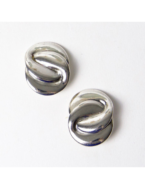 Boucles d'oreille clips YSL Vintage en métal argenté