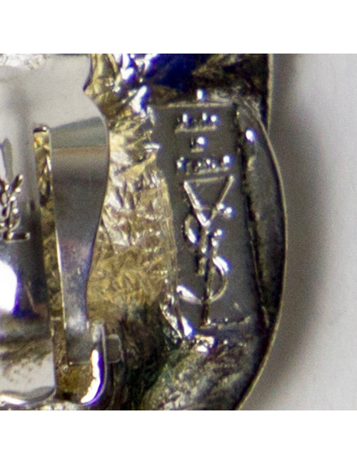 Boucles d'oreille clips YSL Vintage en métal argenté