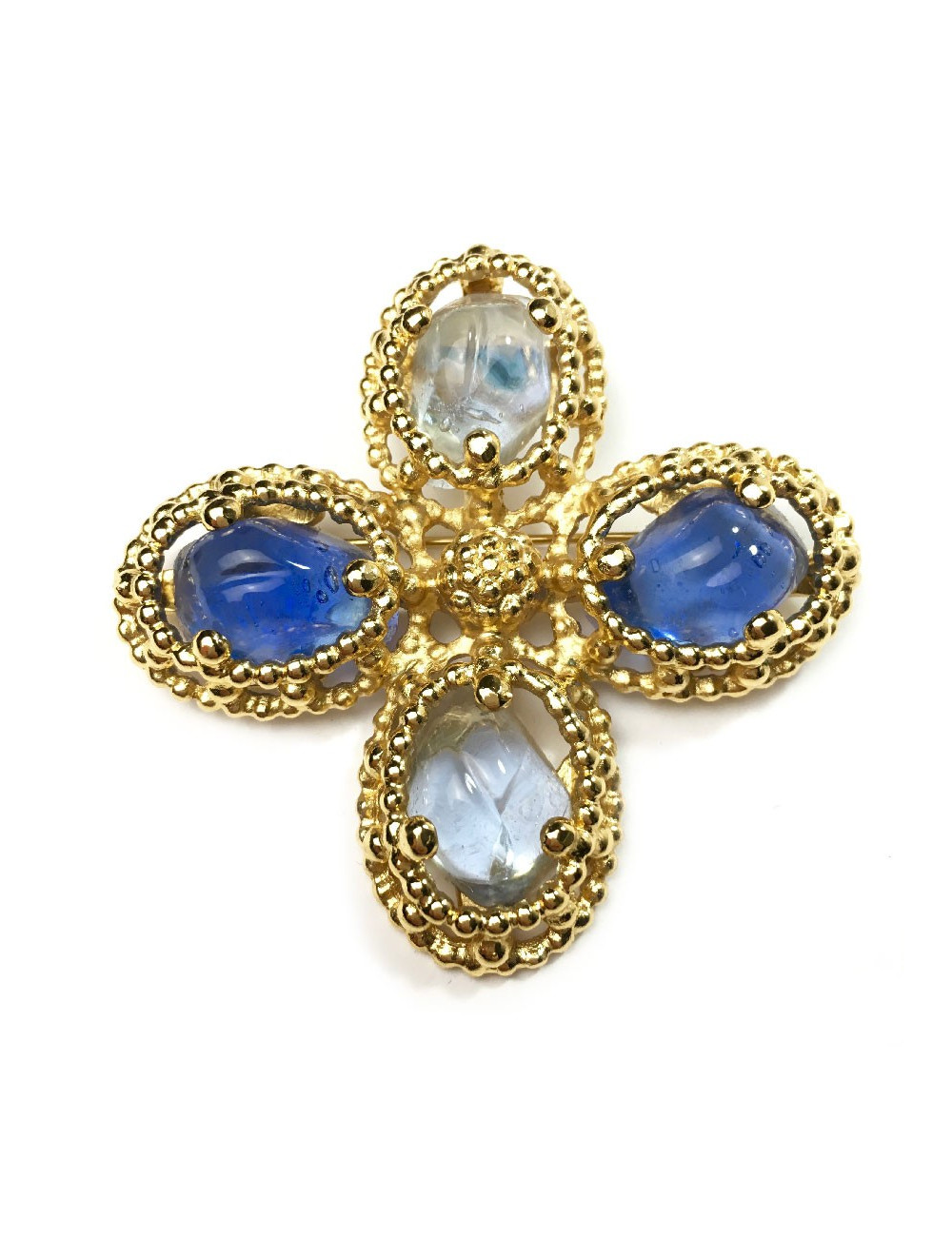 Broche YSL croix avec cabochons
