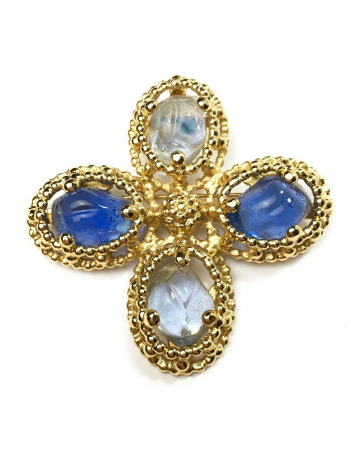 Broche YSL croix avec cabochons