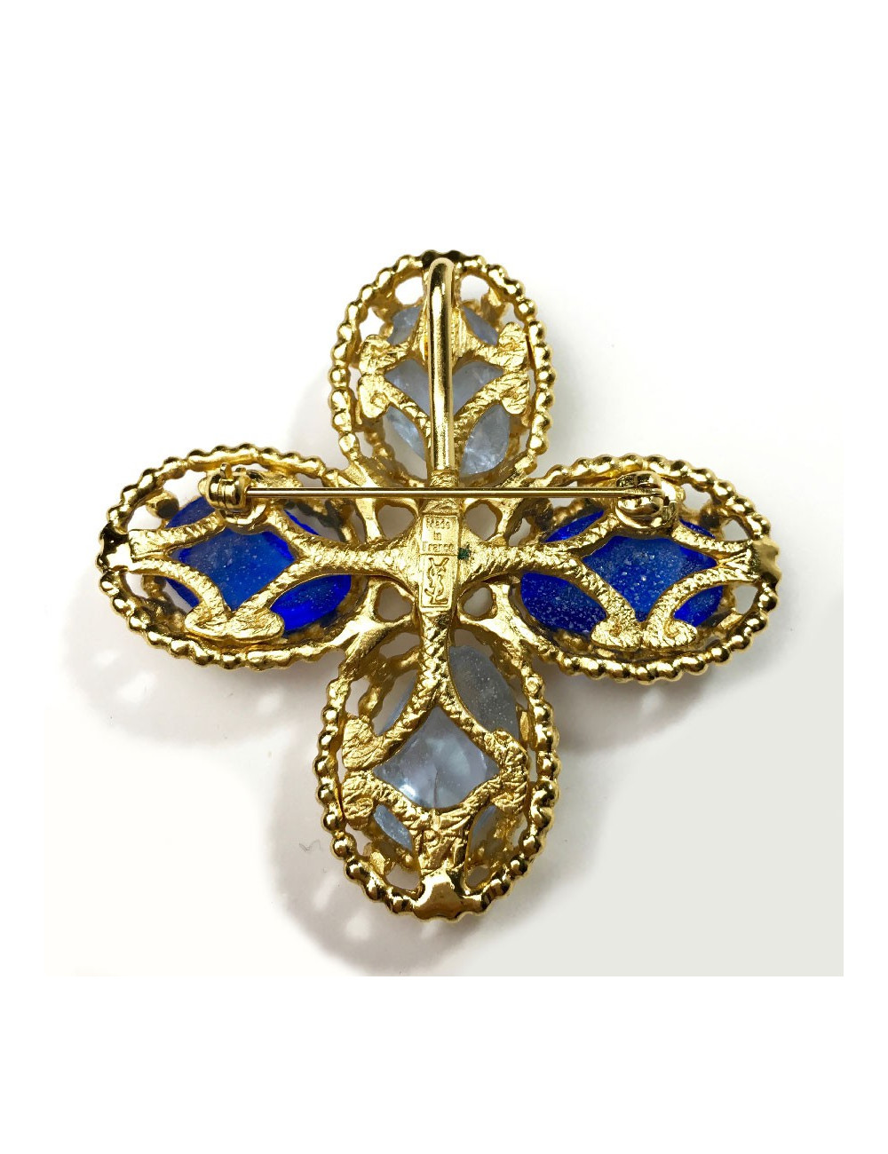 Broche YSL croix avec cabochons