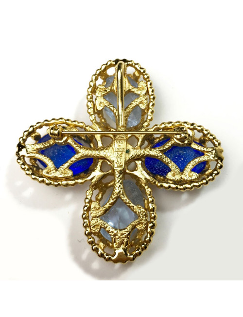 Broche YSL croix avec cabochons
