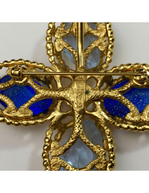 Broche YSL croix avec cabochons