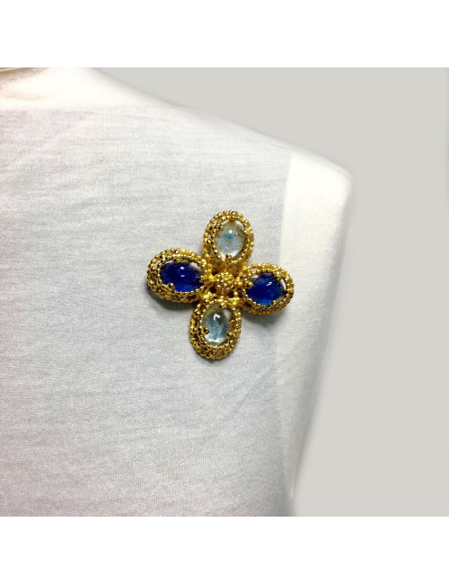 Broche YSL croix avec cabochons