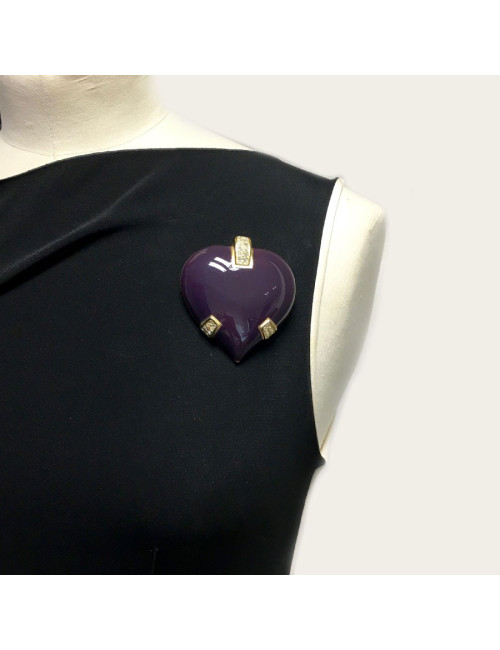 Broche coeur CHRISTIAN DIOR  Boutique émail violet