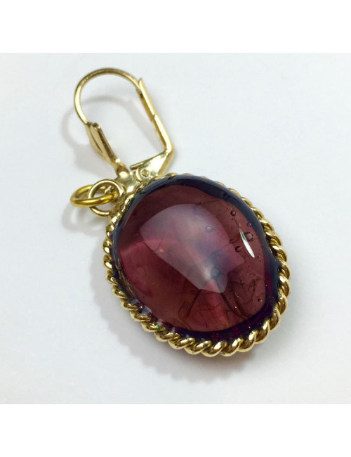 Boucles d'oreille clous MARGUERITE DE VALOIS pâte de verre améthyste