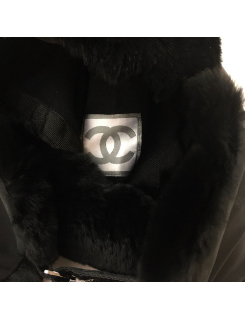 Chapka CHANEL en orylag et tissu noir
