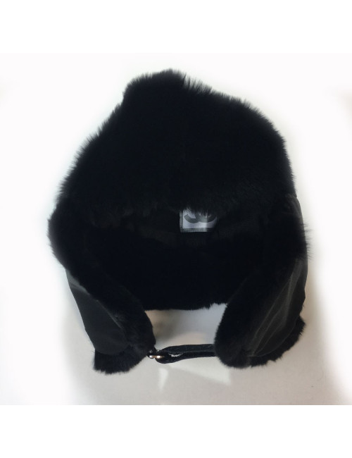 Chapka CHANEL en orylag et tissu noir