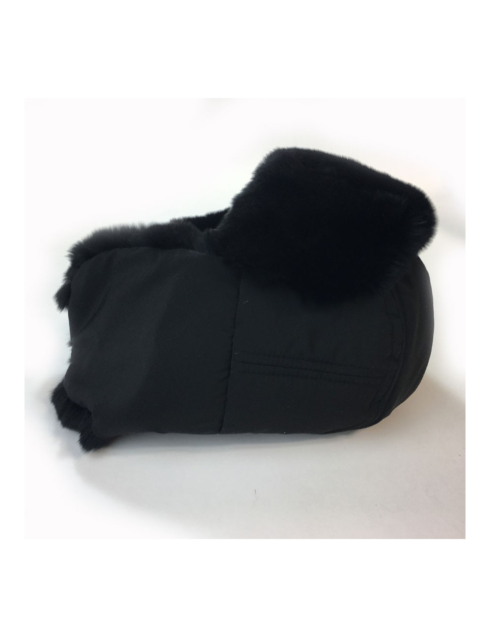 Cache col CHANEL en mohair et laine noir et camélias blancs