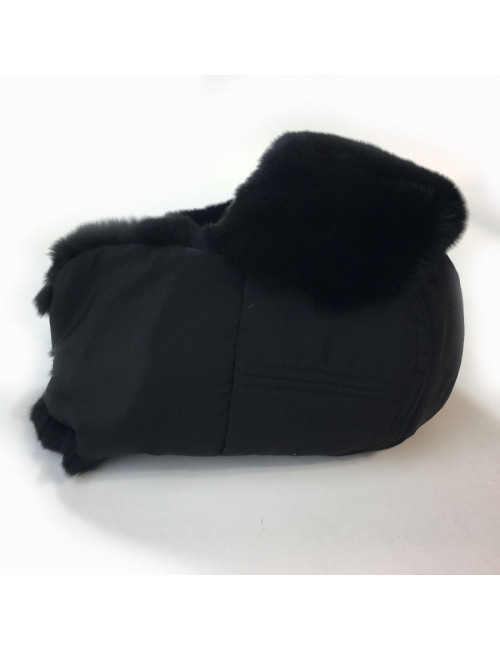 Chapka CHANEL en orylag et tissu noir