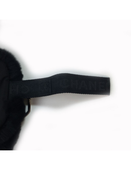 Chapka CHANEL en orylag et tissu noir