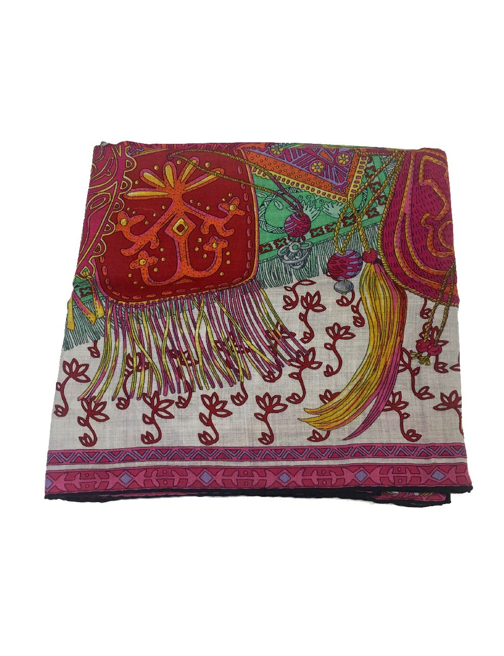 Châle HERMES "Cavaliers du Caucase" en cachemire et soie