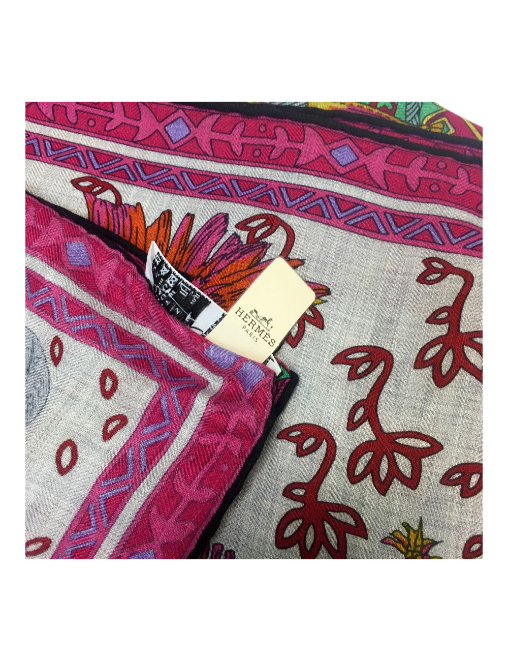 Châle HERMES "Cavaliers du Caucase" en cachemire et soie